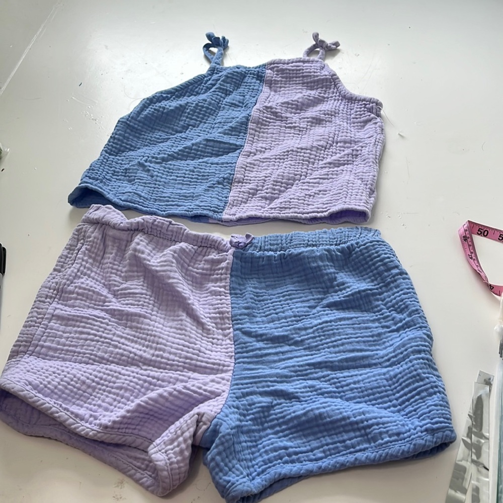 Wonder Nation XXL Color Block Purple Blue 2 Piece Matching Set